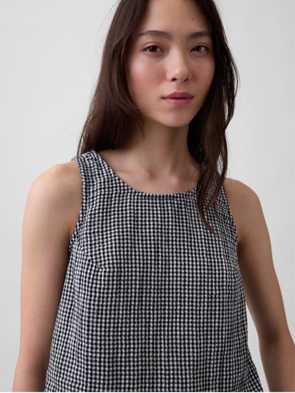 NWT Gap Black Gingham Linen blend tank XL